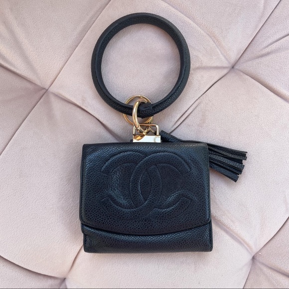 CHANEL Handbags - Chanel 1990 Mini Flap CC Caviar Bracelet Wristlet Mini Bag in Black